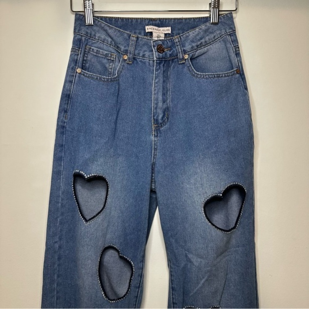 Sincerely Jules Heart Cutout Rhinestone Jeans – Size S